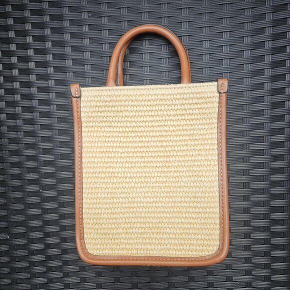 H&M Women's Straw Handbag with Braided Straw Design & Faux Leather Handles/Trim - Picture 4 of 10